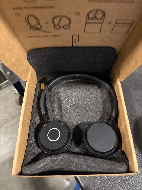 Photo 1 of **MISSING CHARGER**
Jabra Evolve 65 TE (Third Edition) Wireless Dual-Ear Headphones - Noise-Canceling Mic, 16 hrs Battery Life, Dual Connectivity, MS Teams Certified, Supports Other Platforms, Black1052782886