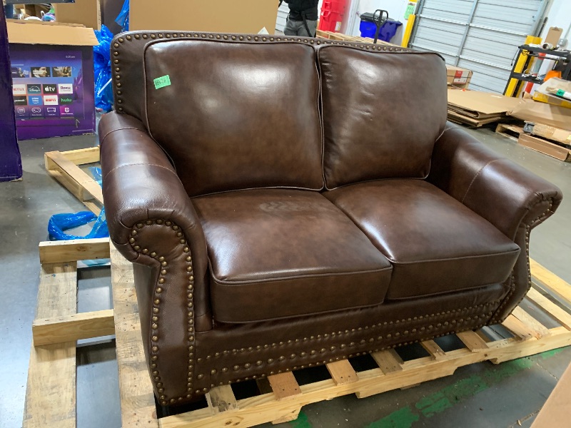 Photo 1 of  ** SIMILAR** Abbyson Living Austin Leather Loveseat - Traditional Design, Nailhead Trim, Brown