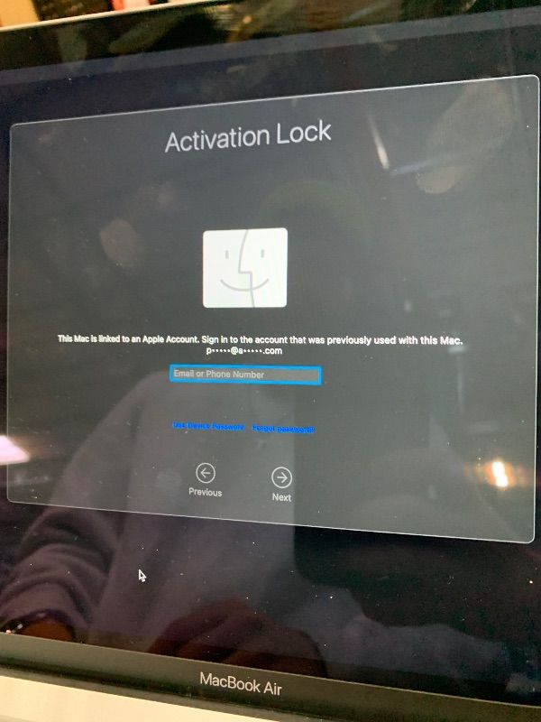 Photo 1 of **PASSWORD LOCKED** Apple 2020 MacBook Air Laptop with M1 chip; Midnight