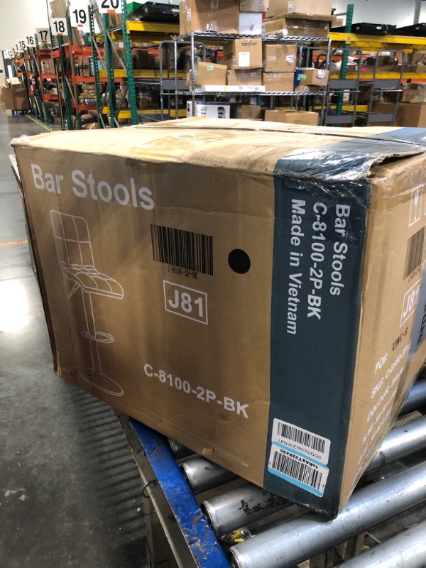 Photo 1 of ** MISSING** DUMOS Bar Stools Set of 4, 24 inch Counter Height Bar Stools, Upholstered Modern Kitchen Barstools with Metal Base, PU Leather Saddle Stools for Kitchen Island, Black