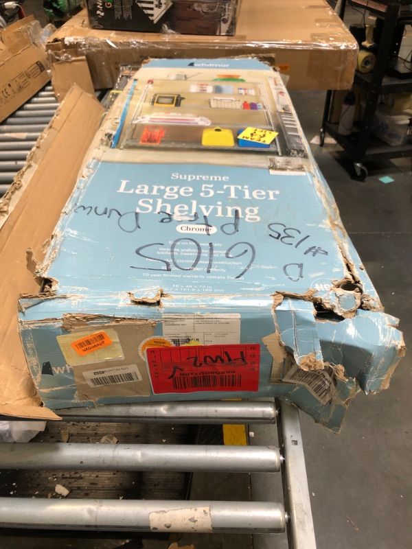 Photo 1 of ** FACTORY SEALED**
Whitmor 5 Tier Heavy Duty Shelving Unit, Metal Storage Shelves, 500 lbs Capacity per Shelf, Max 2500 lbs total, Easy Assembly Home Organizer for Pantry, Garage, Plant, 48"L x 18"W x 74"H