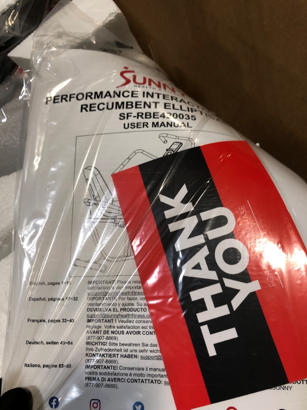 Photo 1 of ** FACTORY SEALED**
Sunny Health & Fitness Elliptical Recumbent Cardio Bike, Cross Trainer Cycle for Indoor Arm/Leg Home Exercise, Dual Stationary Handlebars Plus Easy Access Seat for Adults & Seniors w/App Connection