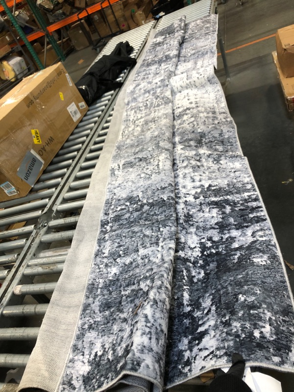 Photo 1 of 5x7 Area Rug Living Room Rug: Washable Modern Abstract Soft Thin Rug Indoor Floor No Slip Stain Resistant Carpet for Bedroom Dining Room Farmhouse Nursery Home Office - Black