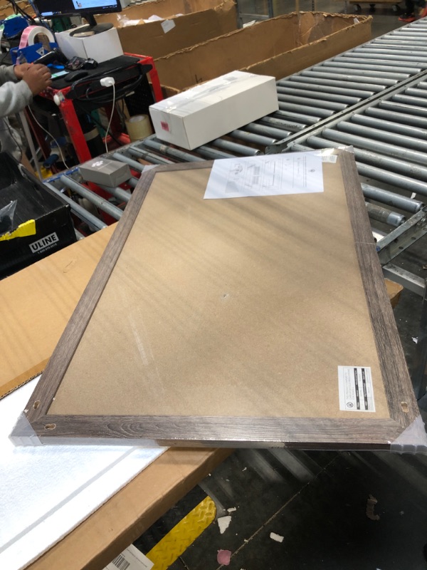 Photo 1 of ** CRAKED**
U Brands Linen Bulletin Board, 36" x 48", Rustic Wood Style Frame, Industrial Grade Pinning Surface