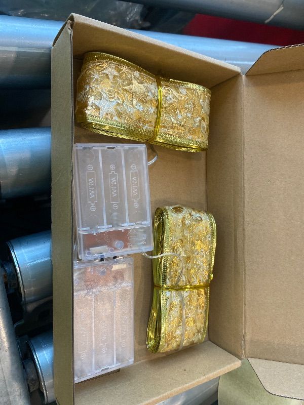 Photo 1 of **Missing**
Sherr 4 Pcs 79ft Christmas Ribbon Lights Christmas Tree Decorations 240 LED Lights Fairy Lights Xmas Ribbon Battery Powered Operated Indoor String Lights Holiday Party Decoration(Gold, Silver)