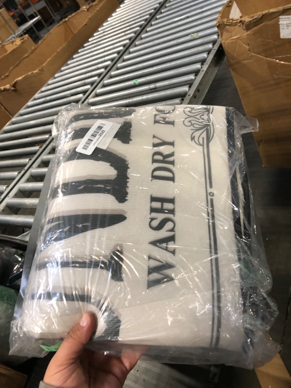 Photo 2 of ROMAMIGO Grey Runner Rug, Farmhouse Kitchen Floor Mat, Non Slip Laundry Room Decor, Large (20 X 47 inch)