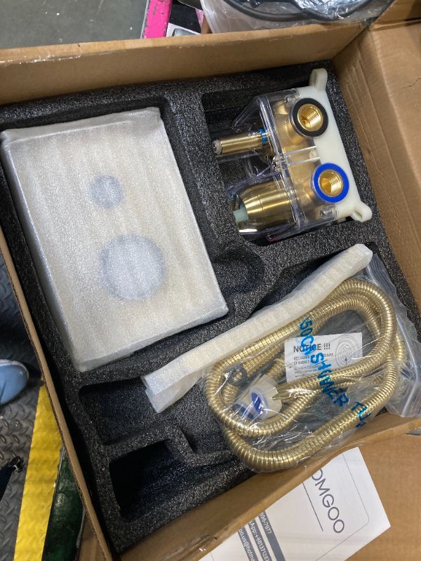 Photo 1 of *USED*
HomGoo Shower System with Tub Spout, All Metal Tub Shower Faucet Set with 12-Inch Rain Shower Head and Handheld Spray combo, Wall Mounted Shower Combo Set with shower valve and Trim kit,Brushed Gold