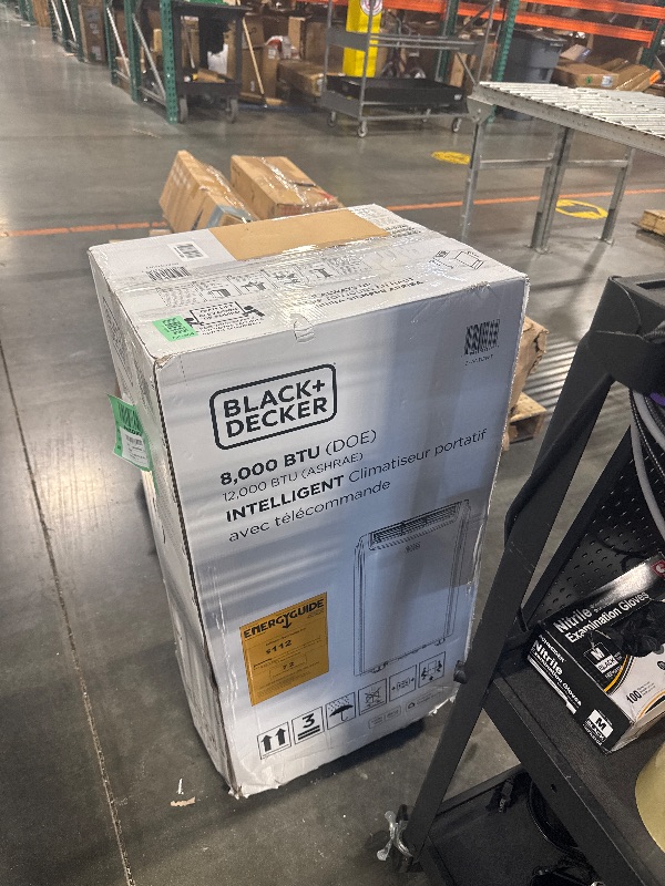 Photo 1 of *********TURNS ON PERFECTLY******* cools quickly****** BLACK+DECKER Portable Air Conditioner, 12,000 BTU (8,000 BTU SACC) for Rooms up to 550 Sq. Ft., Portable AC with Follow Me Remote Control and Window Kit, BPACT12WT, White