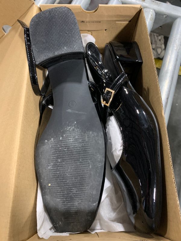 Photo 1 of ** DIRTY**Coutgo Womens Mary Jane Chunky Low Heels Closed Square Toe Ankle Strap Pumps Wedding Party Dress Shoes, Black, Size 9