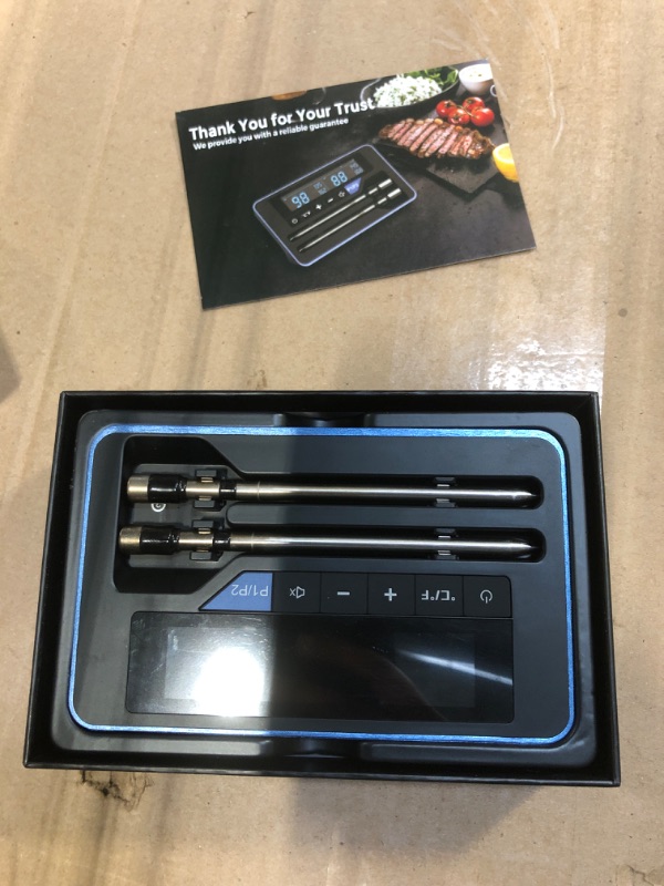 Photo 1 of **** MISSING CHARGER *** Alfolive 2025 AI Wireless Meat Thermometer, Smart Bluetooth Meat Thermometer Digital, ±0.5°F High Accuracy, Grill Temperature Probe for BBQ, Grilling, Smoker, Oven, Cooking, Air Fryer, 2 Probes