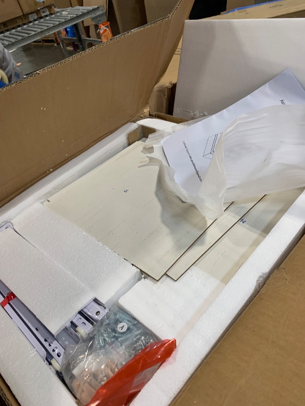 Photo 3 of Nightstand with 3 Drawers, Rustic Night Stand 18' Wide Side Table with Storage, Mid-Century Modern Couch End Table with Vintage Handles, Small Dresser for Bedroom, Living Room, Antique White