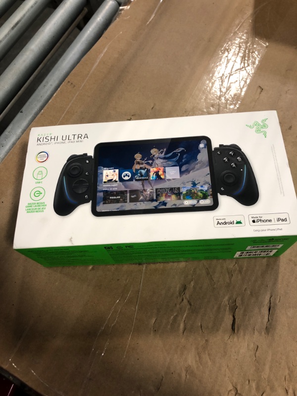 Photo 1 of Razer Kishi Ultra Gaming Controller for Android, iPhone 15 & 16 Series, iPad Mini A17 Pro & 6 (USB C): Pro Controls - Ergonomic Grip - Stream PC, Xbox, PS5 Games on Mobile, Phone, Tablet - Chroma RGB