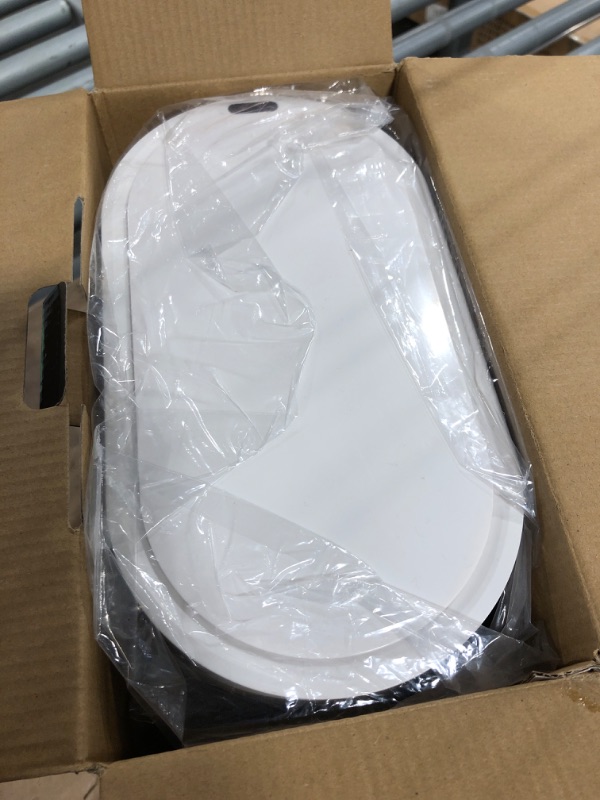 Photo 1 of ELPHECO Automatic Motion Sensor Trash Can - 2 Gallon Slimline for Bathroom, Bedroom, Kitchen, Office - White with Gold Trim