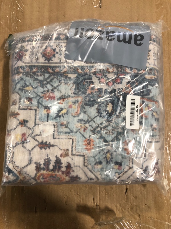 Photo 1 of Madane Runner Rug 2x8, Washable Hallway Runner Rugs, Non-Slip Low-Pile Soft Kitchen Rug Runner Laundry Room Rug, Vintage Throw Entry Foyer Mat for Entrance Living Room (Blue, 2 x 8)