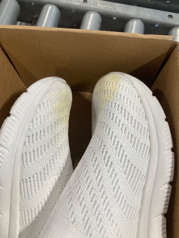 Photo 1 of ***STAINED AT THE TIP*** STQ Slip On Sneakers for Women Arch Support Nursing Walking Shoes Lightweight Exercise Gym Shoes with Memory Foam White Purple Size 9