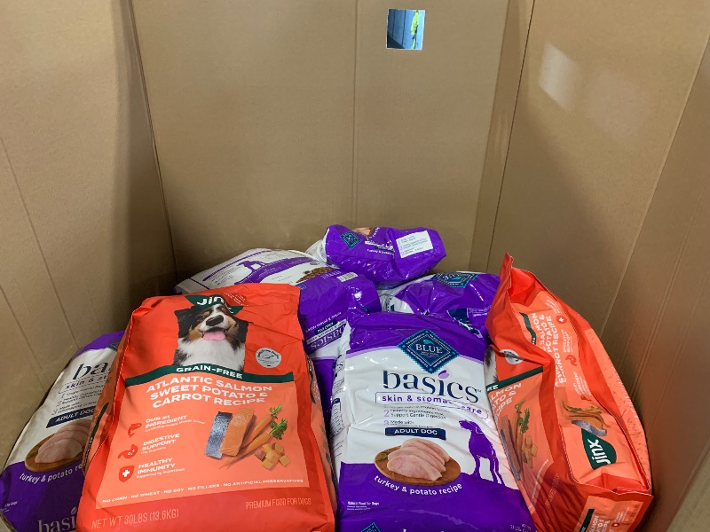 Photo 1 of *** ASIS/NO RETURNS-FINAL SALE***

BUNDELED BAG OF****
Assorted pallet of dog food, different brands in 24-pound and 15-pound bags