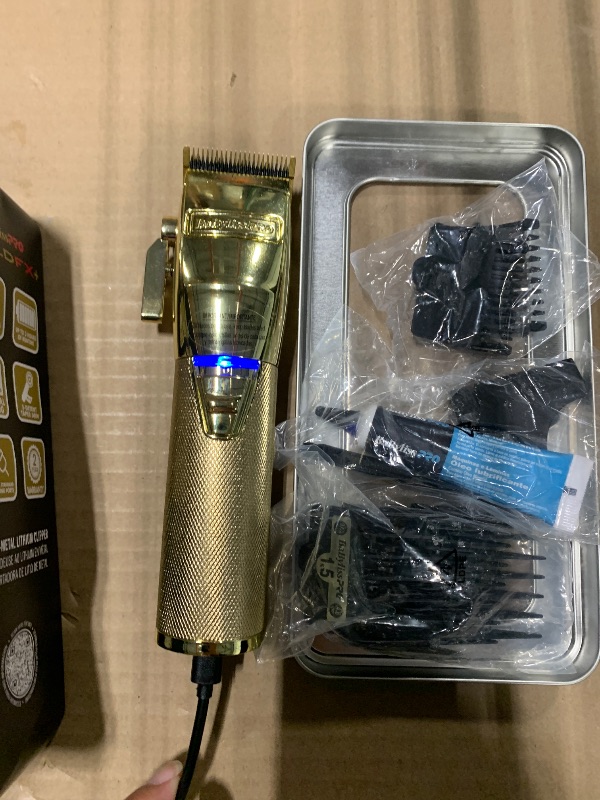 Photo 1 of BaBylissPRO GOLDFX+ Professional Barber Cord/Cordless Hair Clippers for Men, All Metal, Lithium Battery with 3-Hour Runtime, Gold