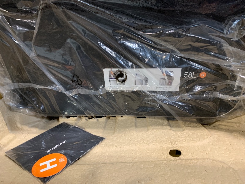 Photo 1 of simplehuman 58 Liter / 15.3 Gallon Rectangular Dual Compartment Recycling Kitchen StepTrash Can with Soft-Close Lid, Brushed Stainless Steel with Black Plastic Lid