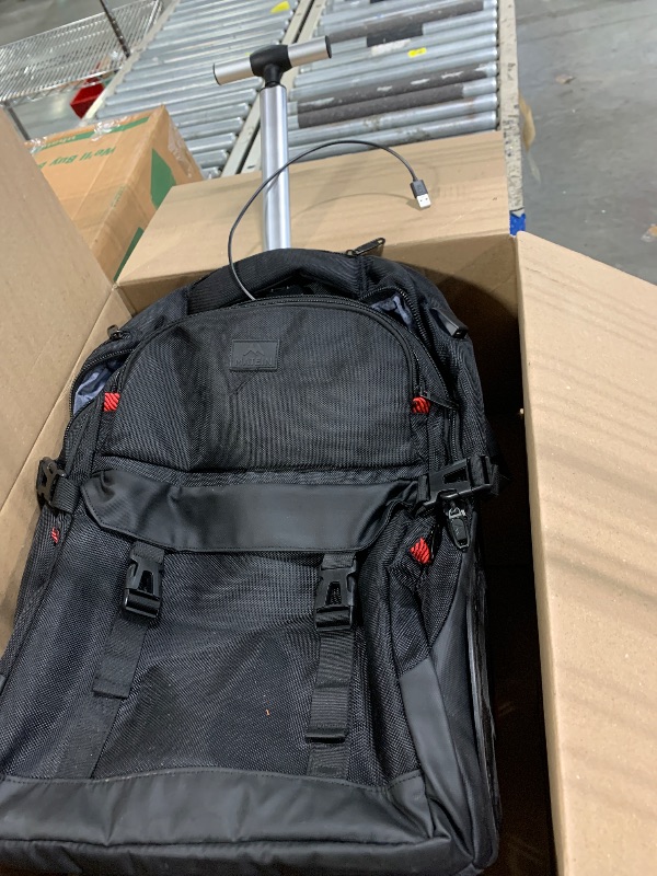 Photo 2 of MATEIN Rolling Backpack for Men with Wheels, 17 Inch Large Wheeled Backpack with USB Charging Port & Combination Lock, Water Resistant Anti Theft Travel Laptop Backpack for Adults Work Business, Black