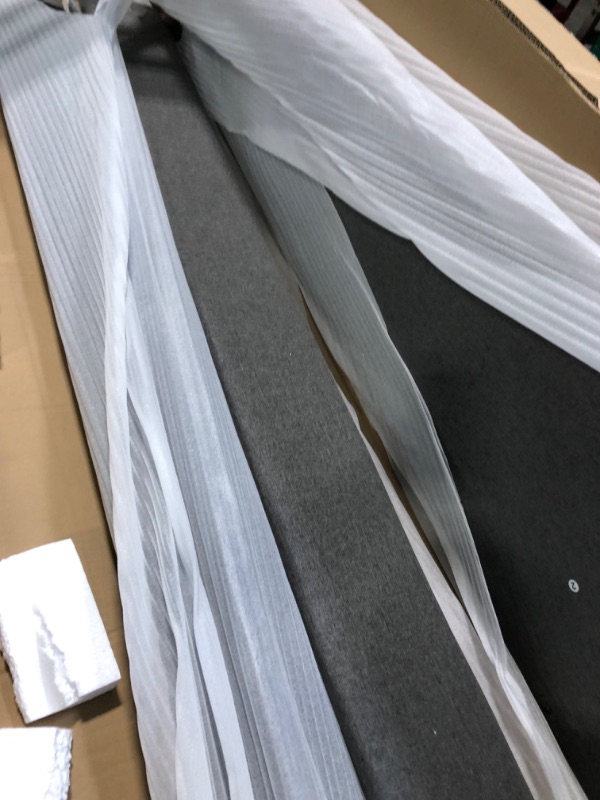 Photo 1 of Merax Full Size Bed Frame Daybed, L-Shaped Linen Corner Sofa with Wood Legs for Living Room, No Box Spring Needed, Grey