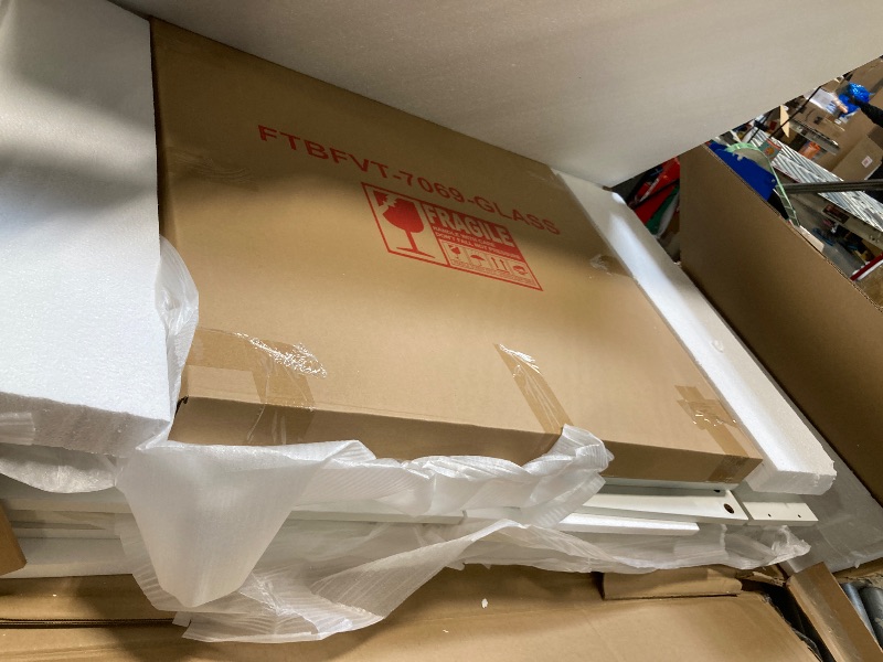 Photo 1 of ** SIMILAR *** Rovaurx 65" W Makeup Vanity Set with Mirror and 3-Color Lights, Large Vanity Table with 8 Drawers & Side Storage Shelf, Adjustable Width, Bedroom Dressing Table with Stool, for Women, White RSZT109WD