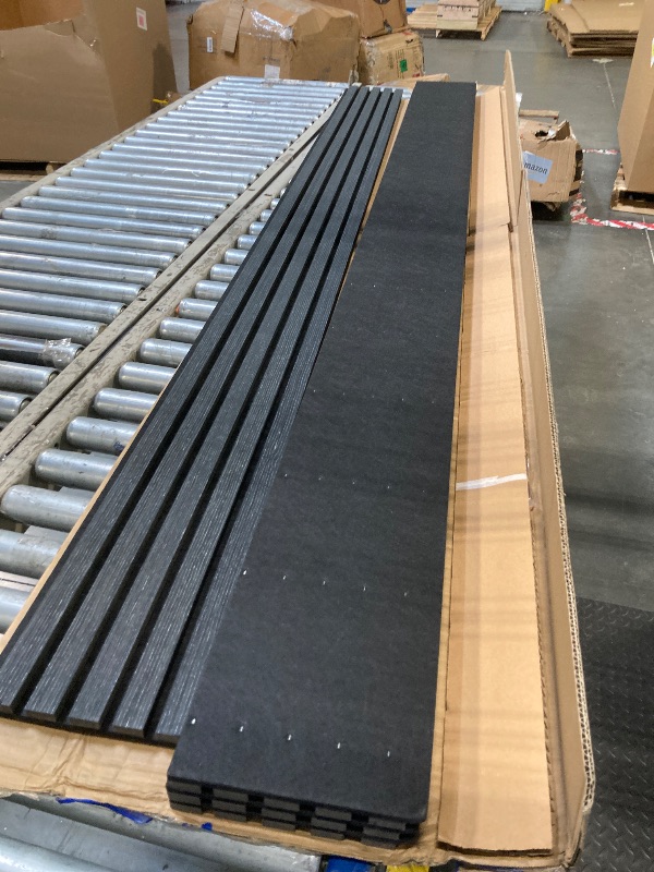 Photo 1 of 4 PCS Wood Slat Wall Panels, 92.5 x 11 Inch Sound Proof Panels for Walls, Wood Wall Panels for Interior Wall Decor for Home, Office, Studio (Matte Grey)
