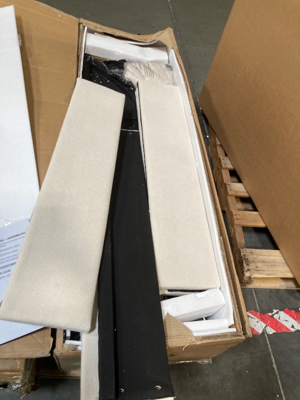 Photo 1 of ** VERY USED/ UNTESTED / MISSING PARTS *** Max & Lily Upholstered Full Bed Frame with Arch Headboard, Upholstered Platform Bed for Kids, No Box Spring Needed, Easy Assembly, Cream