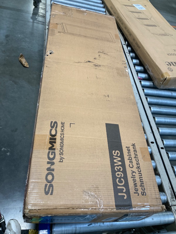 Photo 1 of ** USED / UNTESTED ** SONGMICS 6 LEDs Mirror Jewelry Cabinet, 47.2-Inch Tall Lockable Wall or Door Mounted Jewelry Armoire Organizer with Mirror, 2 Drawers, Christmas Gift, 3.9 x 14.6 x 47.2 Inches, White