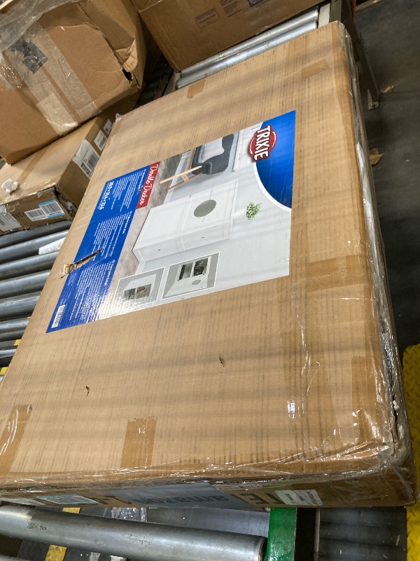 Photo 1 of ** VERY USED / UNTESTED ** Trixie 2 Story Furniture Litter Box Enclosure (White), Hidden Litter Box for Cats, Double Layer, Big Front Door for Easy Cleaning, Large Hole for Easy Entry, Use as Side Table or Nightstand