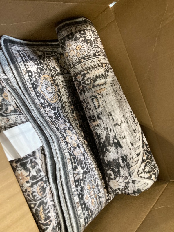 Photo 1 of ** USED / UNTESTED *** RUUGME Washable 10x14 Area Rug - Soft Area Rugs for Living Room Stain Resistant Carpet Vintage Lightweight Rugs for Bedroom with Non Slip Backing Indoor Ultra-Thin Rugs Home Decor 10x14 Black