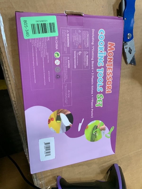 Photo 1 of *MISSING ONE KNIFE**
Kids Knife Set, 5 Pcs Montessori Kitchen Tools for Toddlers' Real Cooking, BPA Free Kids Safe Kitchen Cooking and Baking Set with Peeler, Cutting Board for Sandwich Bread Vegetable Fruit Present Gift