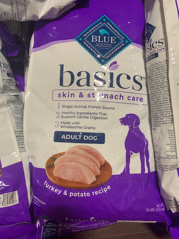 Photo 1 of ***NO RETURN*****
***FINAL SALE****
***FULL PALETTE** Blue Buffalo Basics Adult Dry Dog Food, Skin & Stomach Care, Limited Ingredient Diet for Dogs, Turkey Recipe, 24-lb. 