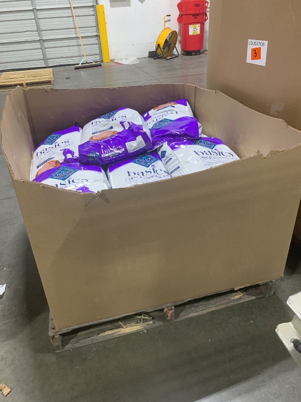 Photo 1 of ***FULL PALLET OF DOG FOOD, NO RETURNS***EXPIRED 2026** Blue Buffalo Basics Adult Dry Dog Food, Skin & Stomach Care, Limited Ingredient Diet for Dogs, Turkey Recipe, THE WEIGHT OF EACH ONE IS 24-lb. Bag