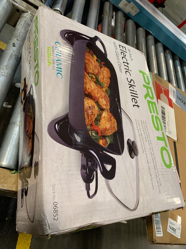 Photo 1 of **MISSING ONE HANDLE**
Presto Electric Skillet 1500 W 16 In. Cast Aluminum, Non-Stick Inside & Out, With Glass Cover