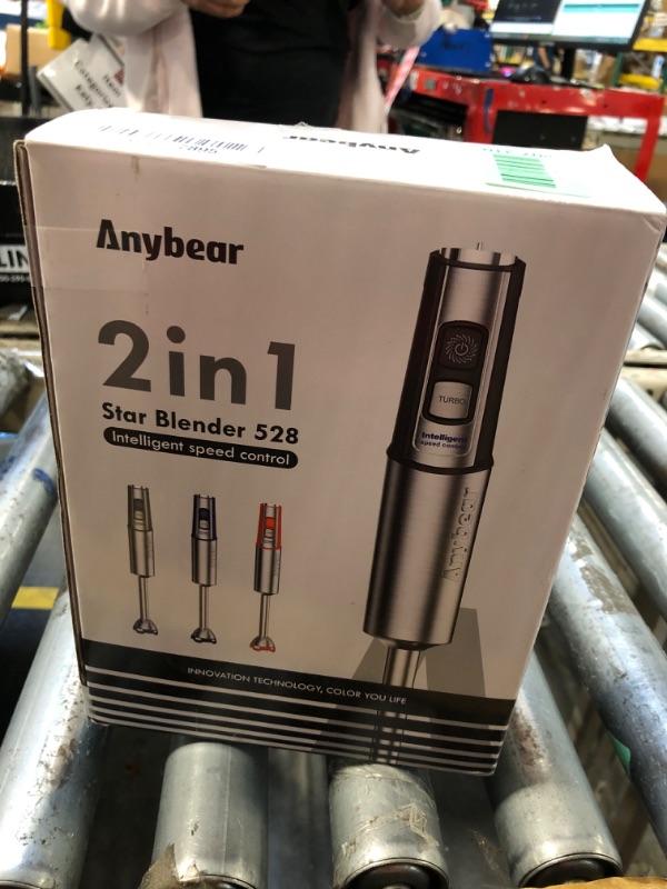 Photo 1 of **USED**MISSING PARTS**Anybear Immersion Blender, 1100W 2-in-1 Hand Held Blender with Full Copper Motor & Stainless Steel Body, 15 Speed & Turbo Mode Hand Mixer, Blade with Anti-scratch Coating (Gray)