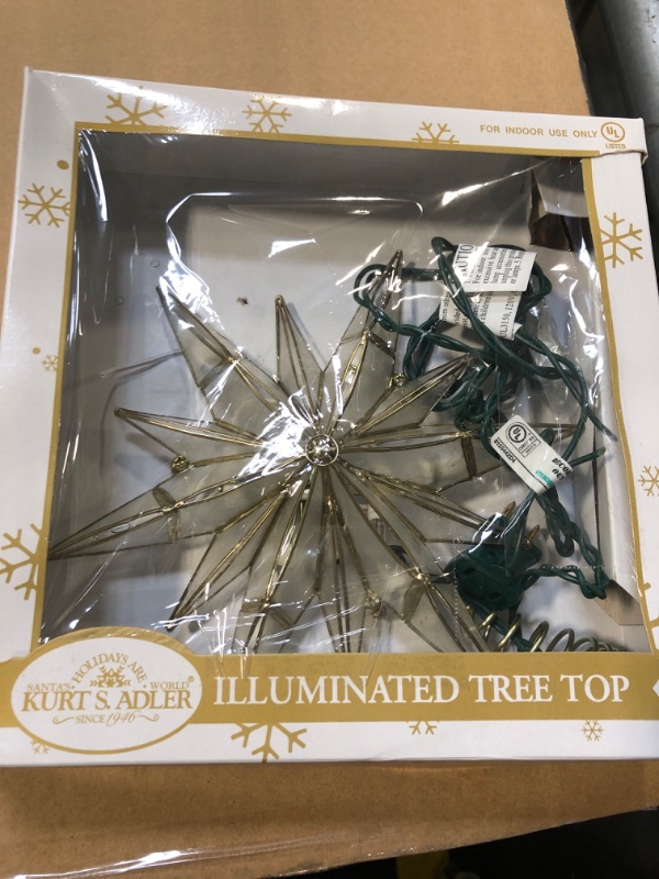 Photo 1 of **DAMAGE CABLE**Kurt Adler 8.5-Inch Capiz Star Tree Topper with 10 Clear Lights and 1 Spare Bulb