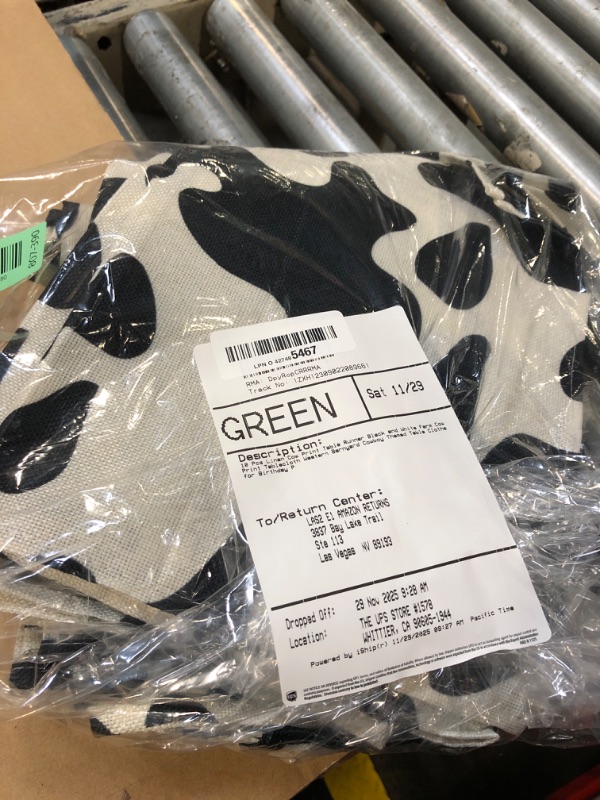 Photo 1 of 10 Pcs Linen Cow Print Table Runner Black and White Farm Cow Print Tablecloth Western Barnyard Cowboy Themed Table Cloths for Birthday Party Decorations Home Kitchen Table Supplies ( 13 x 72 in)