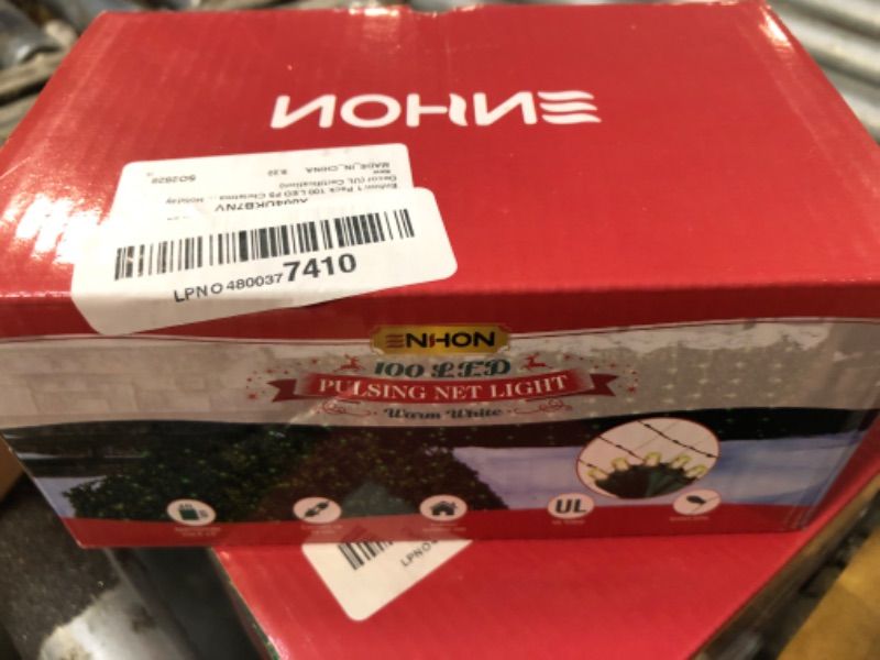 Photo 1 of 100 LED Christmas Net Lights Outdoor, Waterproof 4 x 6 Ft Outdoor Christmas Lights for Xmas Trees Decorations, Bushes,Shrubs, Connectable 5mm Net Lighting Warm White, Green Wire UL Listed, 1 Pack