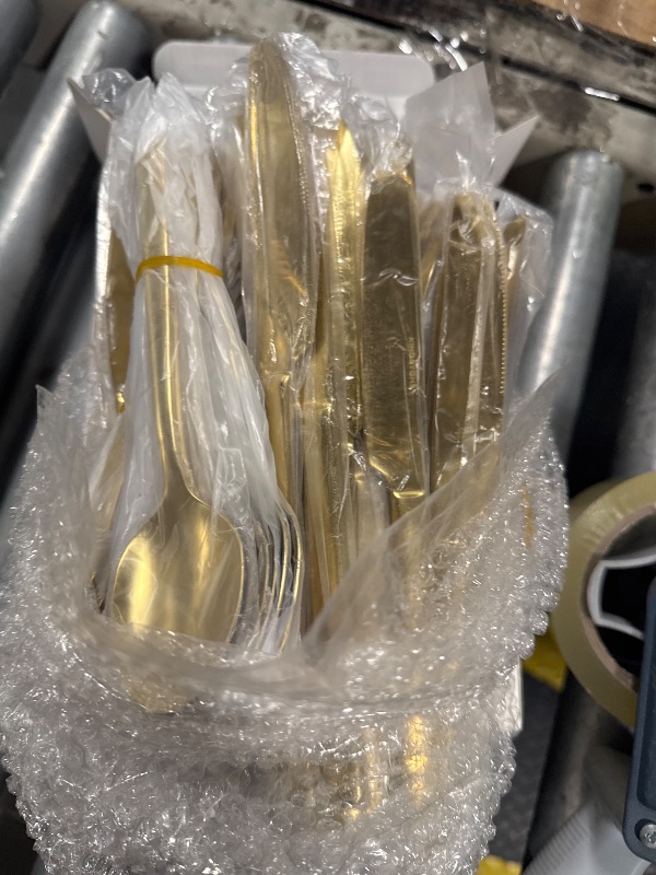 Photo 1 of KINGSTONE Gold Silverware Set, 60 Piece Flatware Cutlery Set for 12, 18/10 Stainless Steel Silverware Mirror Polished Dishwasher Safe for Home, Restaurant, Wedding, Party(Gold, 60 pieces for 12)