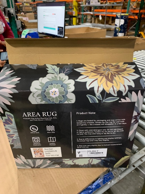 Photo 1 of OLANLY 4x6 Area Rug, Washable Floral Rug for Bedroom, Living Room, Dining Room – Non Slip Low Pile Soft Indoor Carpet, Lightweight & Non-Shedding Throw Rug for Office or Kids Room, Pink