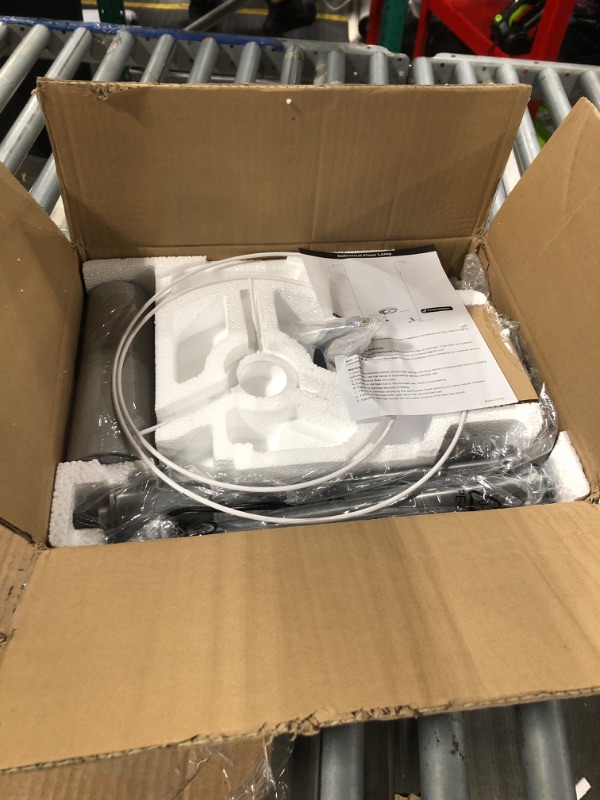 Photo 1 of ?Upgraded? Dimmable Floor Lamp, 1000 Lumens LED Edison Bulb Included, Arc Floor Lamps for Living Room Modern Standing Lamp with Linen Shade, Tall Lamps for Living Room Bedroom Office Dining Room-Grey