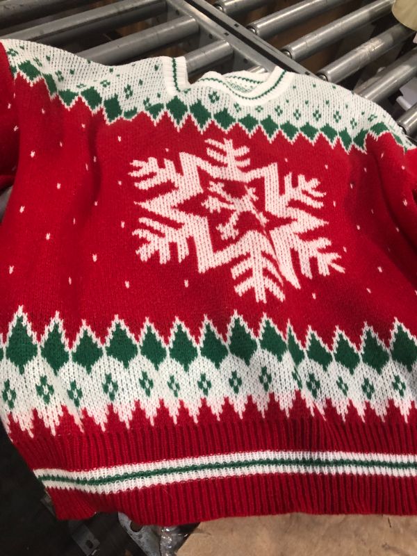 Photo 1 of **SIMILAR IMAGE**LookbookStore Women's Red Long Sleeves Ugly Christmas Snowflake Winter Holiday Knit Sweater Pullover Size L 12 14