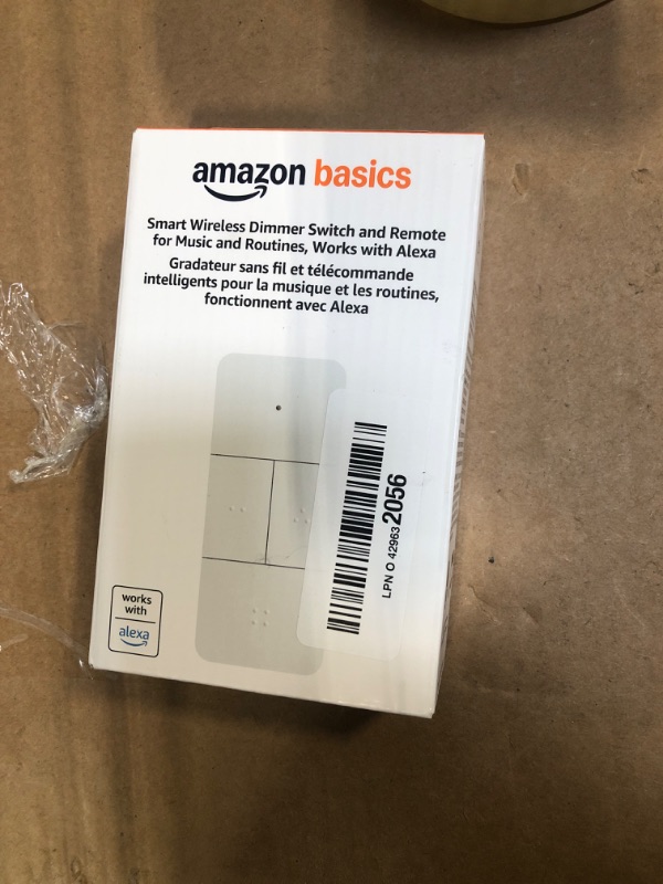 Photo 2 of Amazon Basics Smart Dimmer Switch and Remote for Music and Routines, Compatible Echo Devices Required, Works with Alexa Only, No Wiring Required