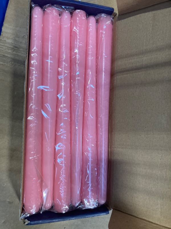 Photo 1 of 12 Pack Pink Taper Candles - Taper Candles 10 Inch Dripless, Smokeless & Unscented - 8 Hours Long Burning - Tall Candlesticks - Ideal for Weddings, Dinner Parties, Home Decor, Birthday Party