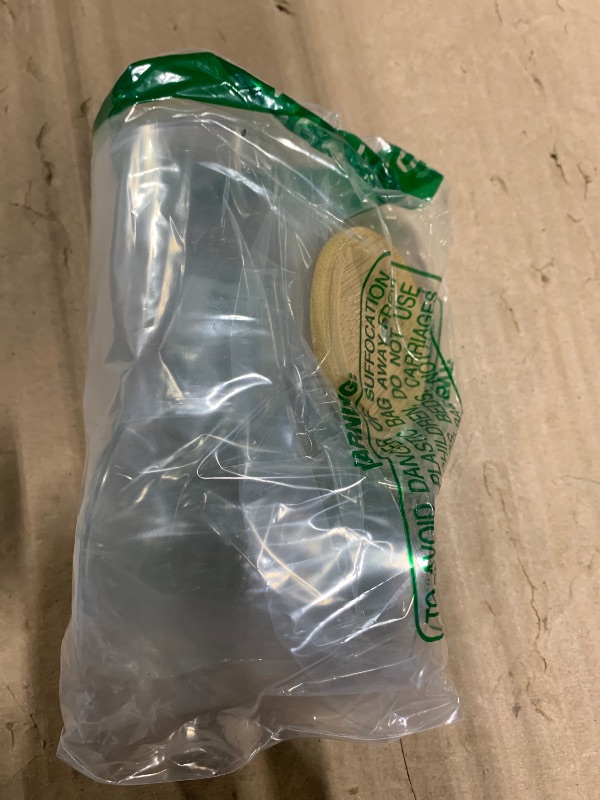 Photo 1 of *** ONE LID IS MISSING *** 2 Pack Qtip Holder Dispenser with Bamboo Lids - 10 oz Clear Plastic Apothecary Jar Containers for Vanity Makeup Organizer Storage - Bathroom Accessories Set for Cotton Swab, Ball, Pads, Floss