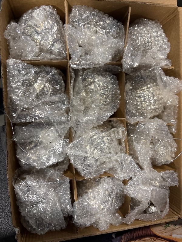 Photo 1 of **DIFFERENT COLOR**
Jenaai 12 Pcs 2.36 Inch Silver Glass Christmas Ball Ornaments Vintage Christmas Tree Decorations Mercury Glass Hanging Ornaments for Trees Xmas Holiday Party Garland DIY Craft Supplies, 6 Style