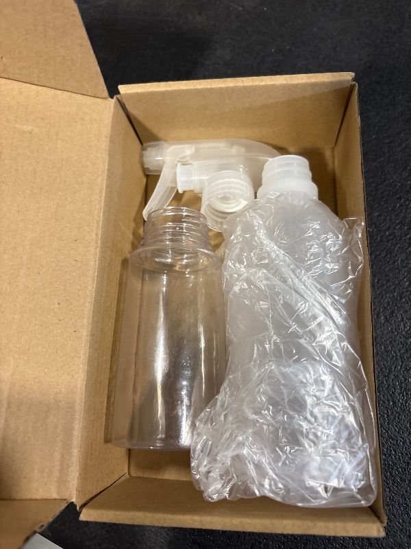 Photo 1 of **MISSING TOP FOR ONE**
VEXPLO 10 oz Spray Bottles, Mist/Stream Adjustable Small Spray Bottle for Hair Cleaning Plants Pet, BPA-free Plastic Water Empty Squirt Bottle with Measurements, 2 Pack