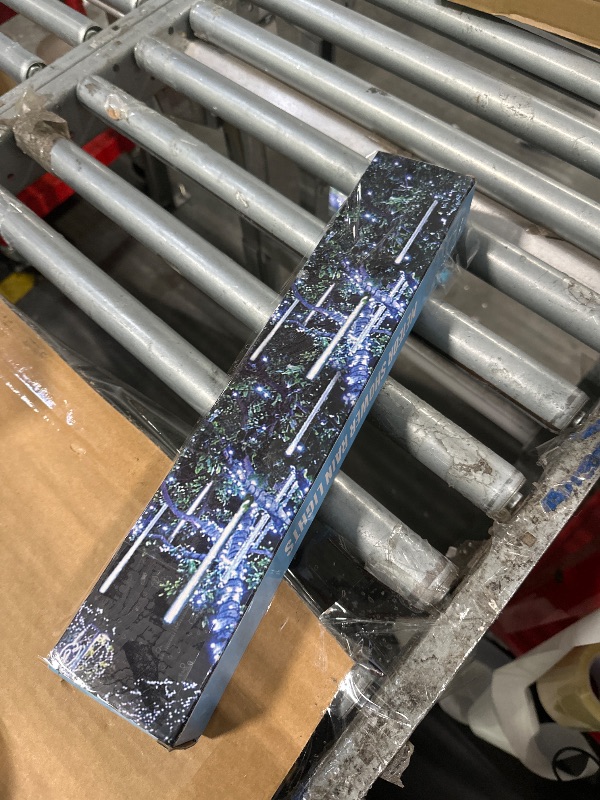 Photo 1 of *RAINBOWLJLNION Meteor Shower Icicle Lights, 12 Inch Outdoor Snow Falling Raindrop Lights, 8 Tubes 288 LED Xmas Wedding Party Tree Holiday Decor, White