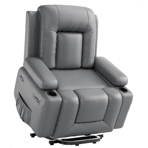 Photo 1 of  Garvee Power Lift Recliner Chair - Heat and Massage, Adjustable Back and Legs, PU Leather Electric Lift Chair Designed for Mobility Aid Elderly Relaxation, Grey
