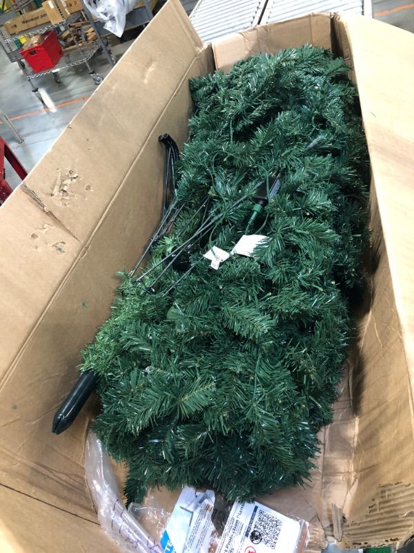 Photo 1 of Garvee 7.5ft Artificial Christmas Tree Prelit, PVC Xmas Tree with 2165 Branch Tips, 600 Dual-Color LED Lights & Foldable Base, for Holiday, Party, Christmas Decorations, Green